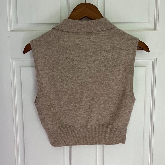 Reformation Gezim Collared Sweater Vest - Oatmeal - Picture 4 of 9